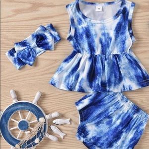 Girls Blue & White Tie Dye Set